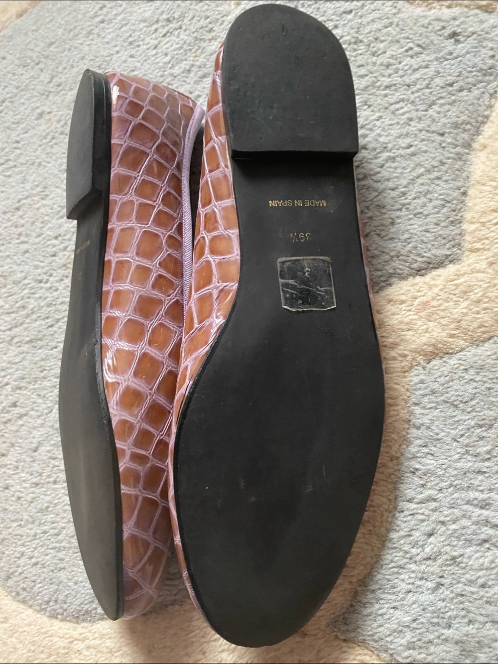 French Sole Brown Croc Ballet Flats with Lilac Trim - Picture 7 of 15